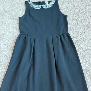 Crewcuts Girls Navy Blue Shift Dress with Jewel-Embellished Neck | Size 14